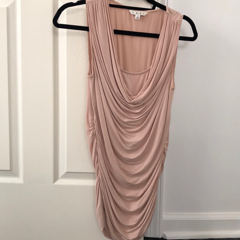 Cabi pink cowl / ruched tunic.